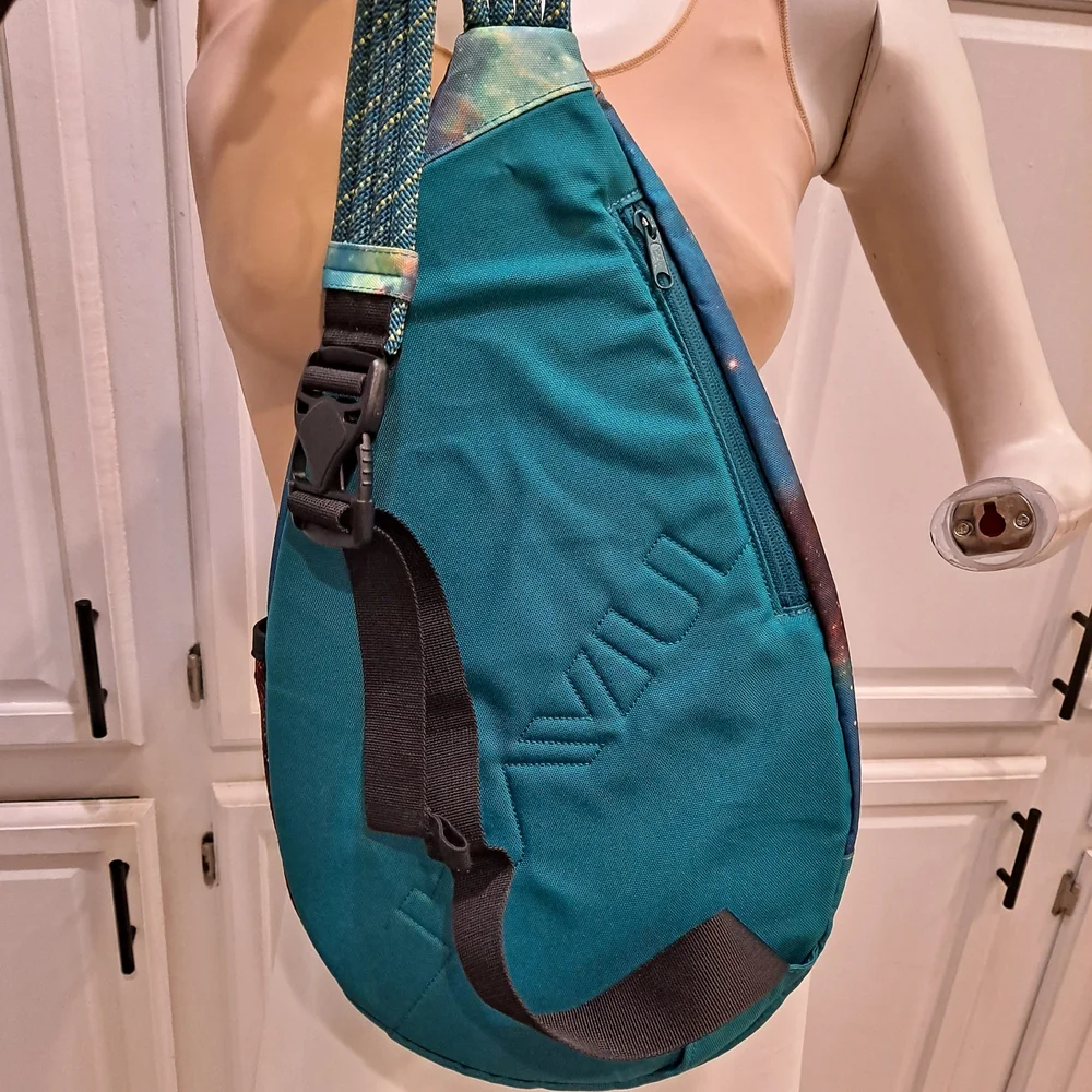KAVU Galaxy Paxton Pack Stargaze Teal Rope Sling Backpack Travel Hiking Outdoor - Picture 7 of 8